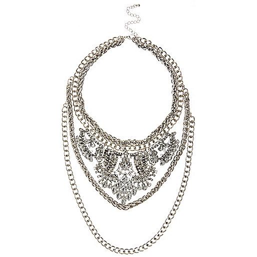 Silver tone statement chain necklace | River Island (UK & IE)