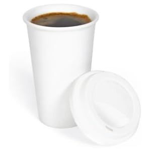 Eco 11-Ounce Ceramic Double Wall Thermal Coffee Tumbler w/ Silicone Lid - White | Amazon (US)