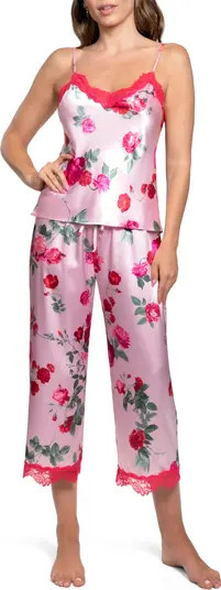 Alyssa Lace Trim Strappy Crop Satin Pajamas | Nordstrom