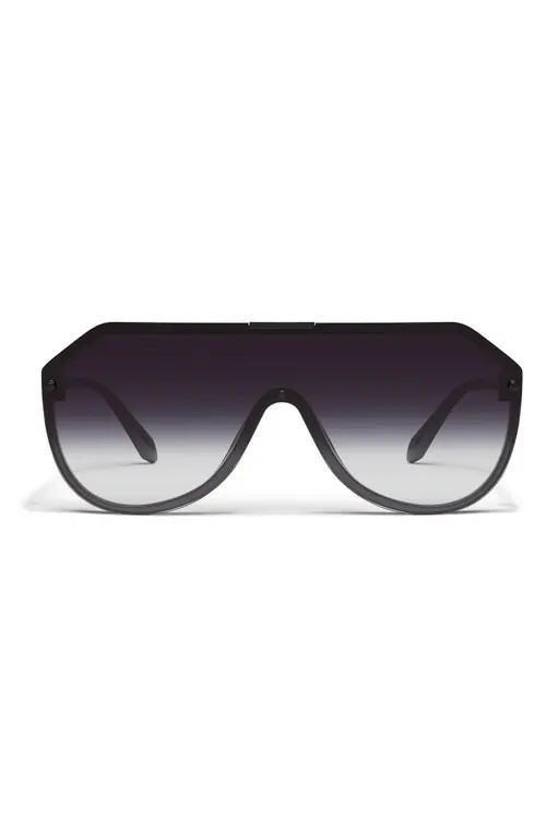 QUAY Showbiz 60mm Gradient Shield Sunglasses in Black/Black Fade at Nordstrom | Nordstrom