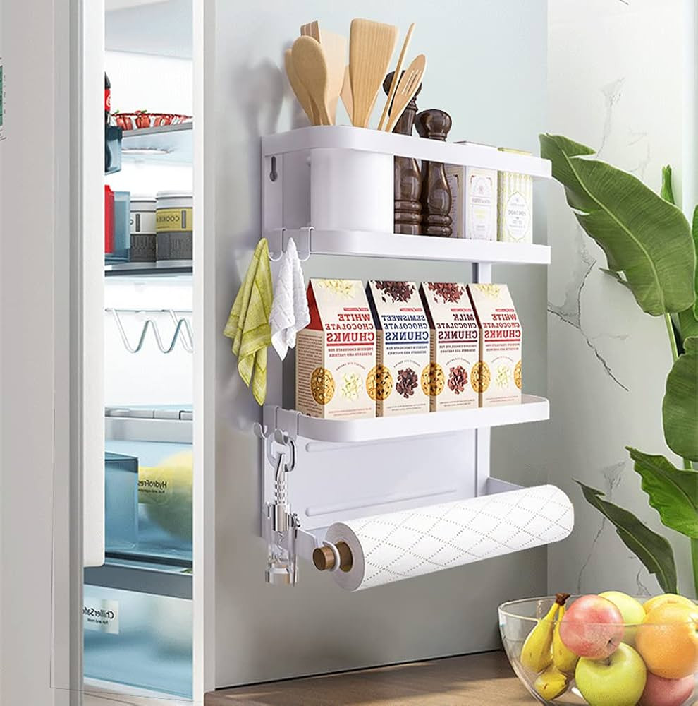 Couah Magnetic Spice Rack,Magnetic Paper Towel Holder 2-Tier Magnetic Shelf Spice Rack Spice Orga... | Amazon (US)