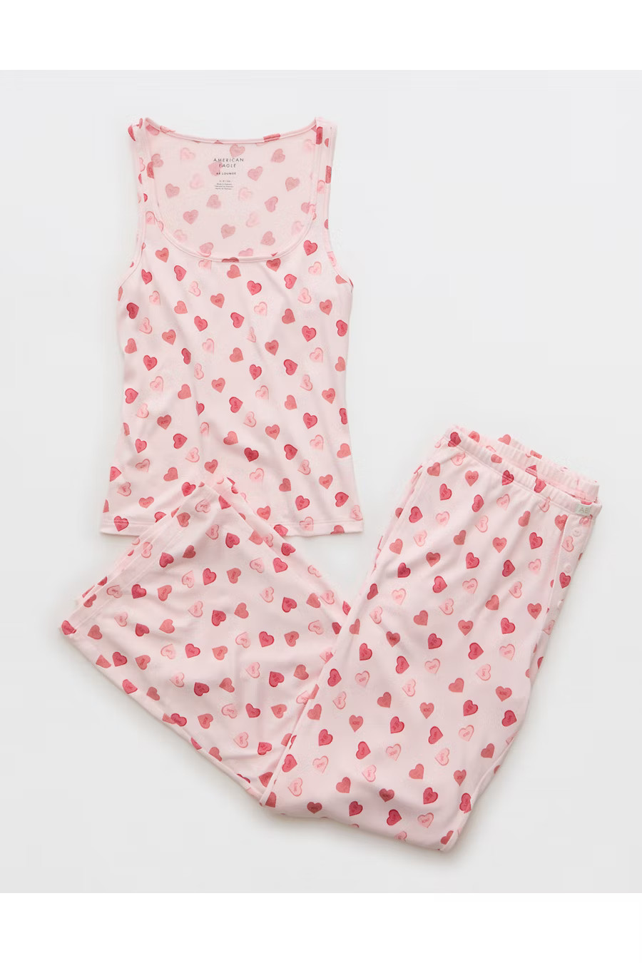 AE Luxe Plush Candy Hearts PJ Set Women's Light Pink S | American Eagle Outfitters (US & CA)