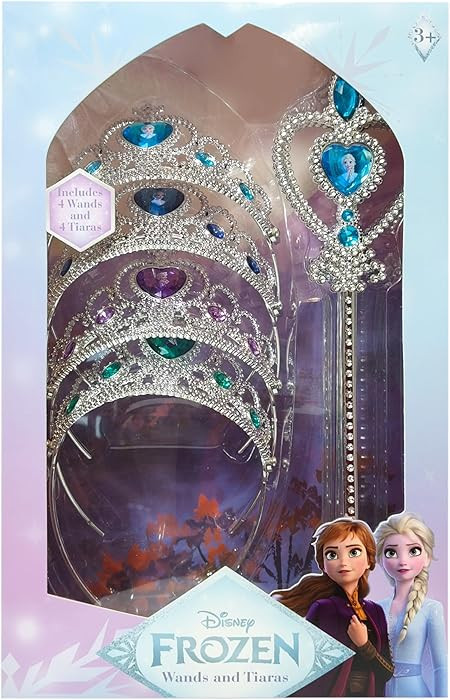 LUV HER Frozen-Themed Princess Crown & Wand Set - 8 Pack Includes 4 Tiaras & 4 Wands - Stunning I... | Amazon (US)