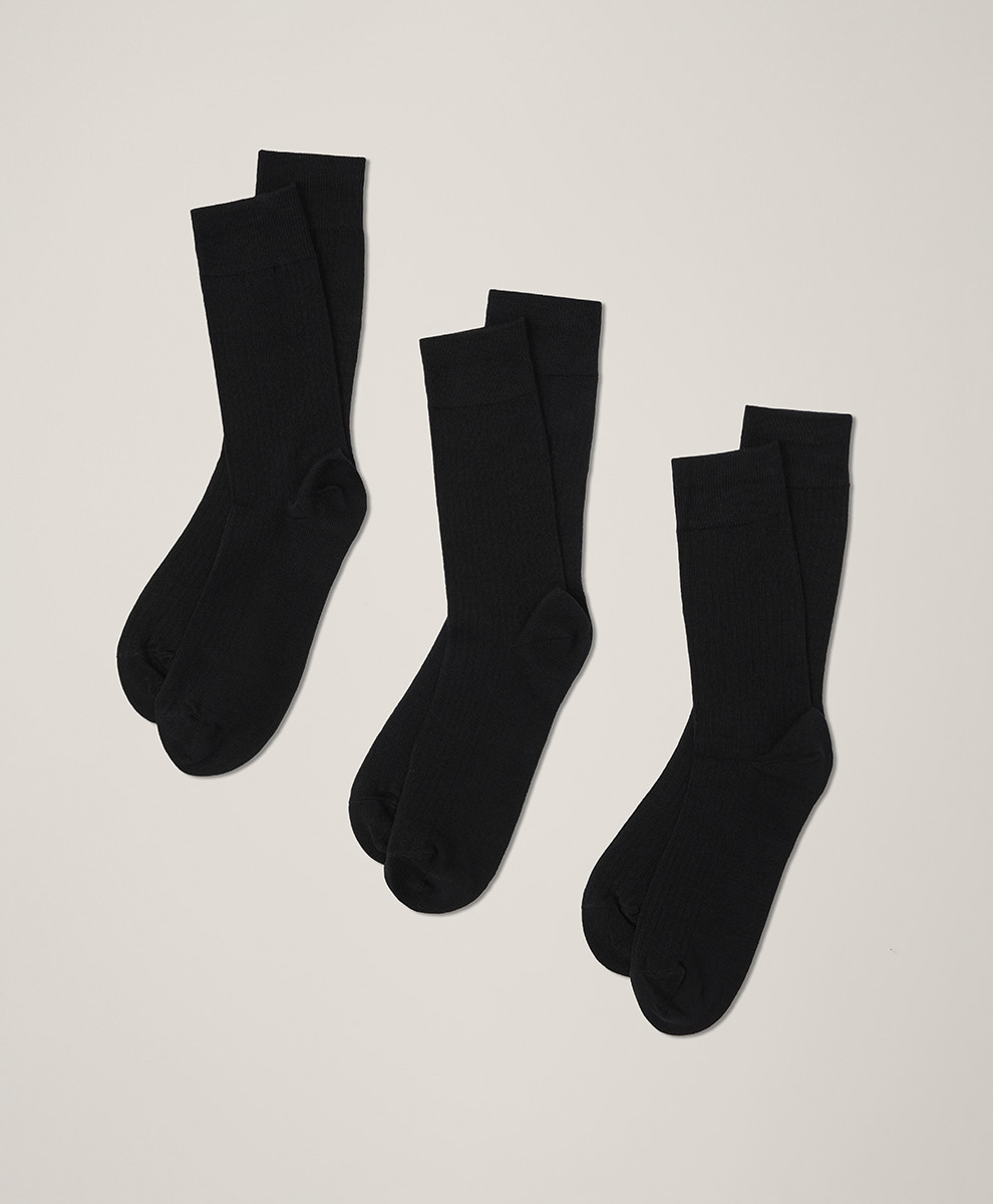Men's Black The Perfect Crew Socks 3-Pack 1S | Pact Apparel