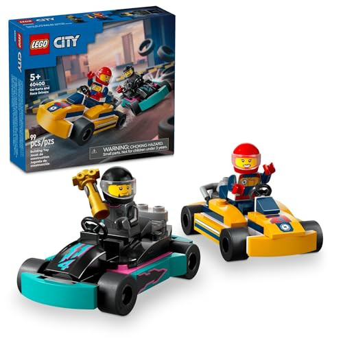 LEGO City Go-Karts and Race Drivers Toy Playset, 2 Driver Minifigures, Racing Vehicle Car Toy, Fun Race Car Toy Gift for Kids Aged 5 and Up, 60400 | Amazon (US)