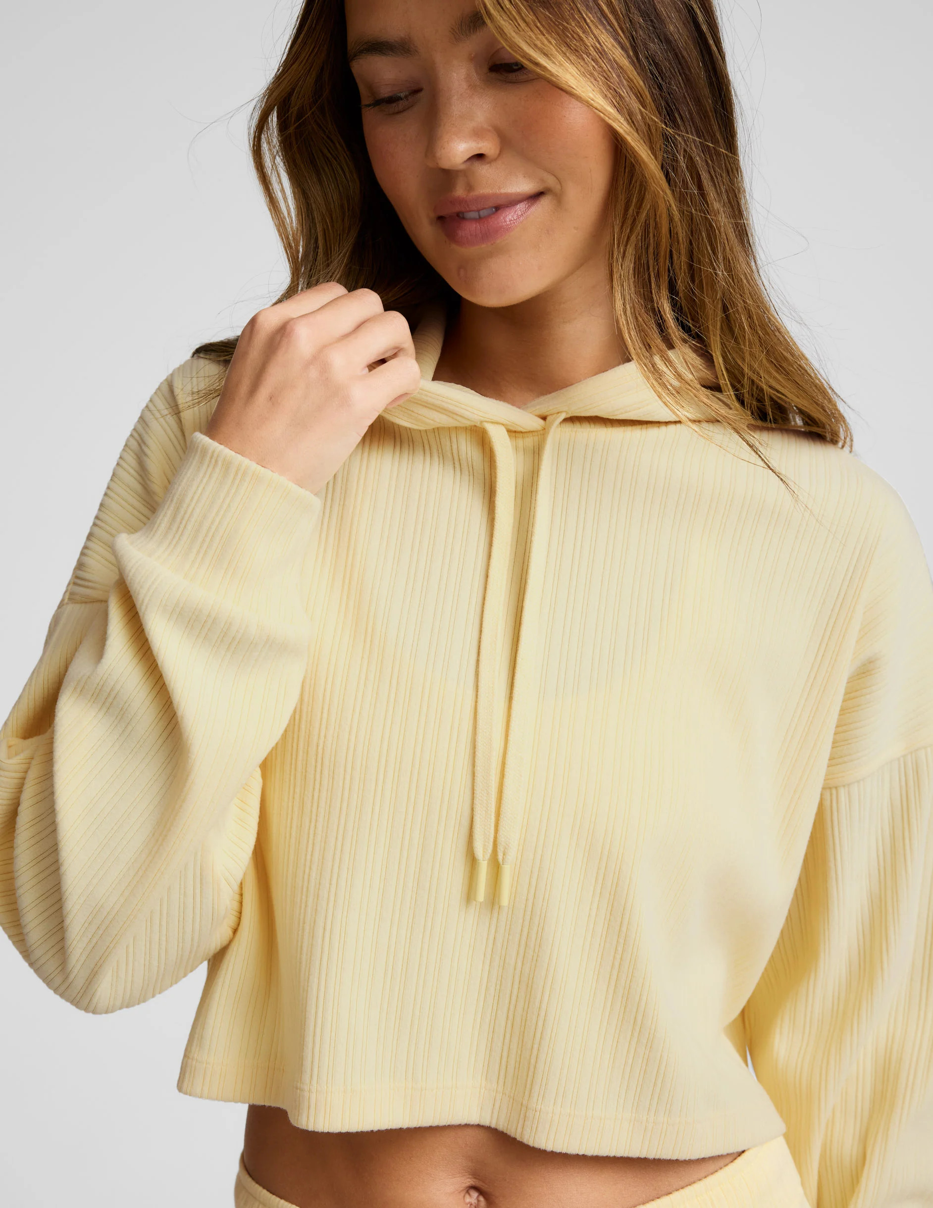 Breathe Easy Ribbed Cropped Hoodie | Beyond Yoga | Beyond Yoga