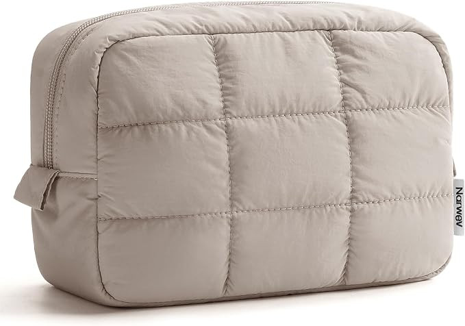 Narwey Quilted Makeup Bag for Women Girl, Puffer Travel Cosmetic Bag Puffy Make Up Bag Organizer,... | Amazon (US)