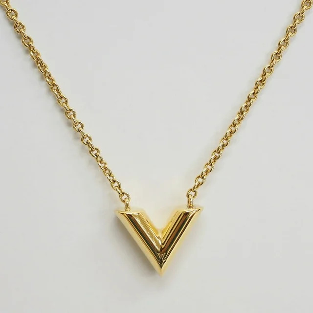 Pre-Owned Louis Vuitton Necklace Essential V M61083 Gold Metal Women's Pendant LOUIS VUITTON (Goo... | Walmart (US)