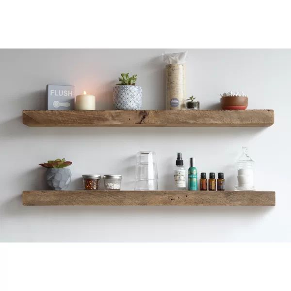 Joao 2 Piece Solid Wood Floating Shelf with Reclaimed Wood | Wayfair North America