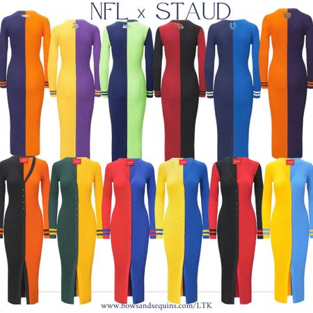 STAUD x NFL: Half/Half Knit Sweater Dresses to rep your favorite football team and city! 🏈

#LTKSeasonal #LTKstyletip