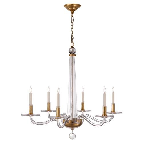 Visual Comfort Robinson Mid Century Antique Brass Metal Chandelier - Medium | Kathy Kuo Home