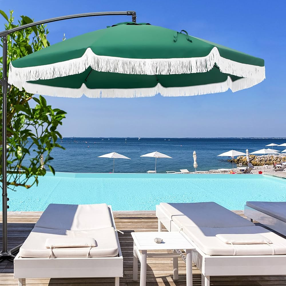 Sophia & William Patio Umbrella 9ft Outdoor Offset Umbrella Cantilever Umbrella with Fringe Tasse... | Amazon (US)
