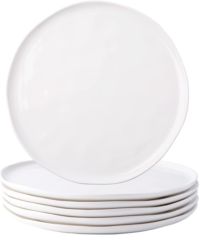 Dinner Plates,10.5 inch Ceramic Plates Set of 6,Porcelain Plates for kitchen with Wavy Edge,Micro... | Amazon (US)