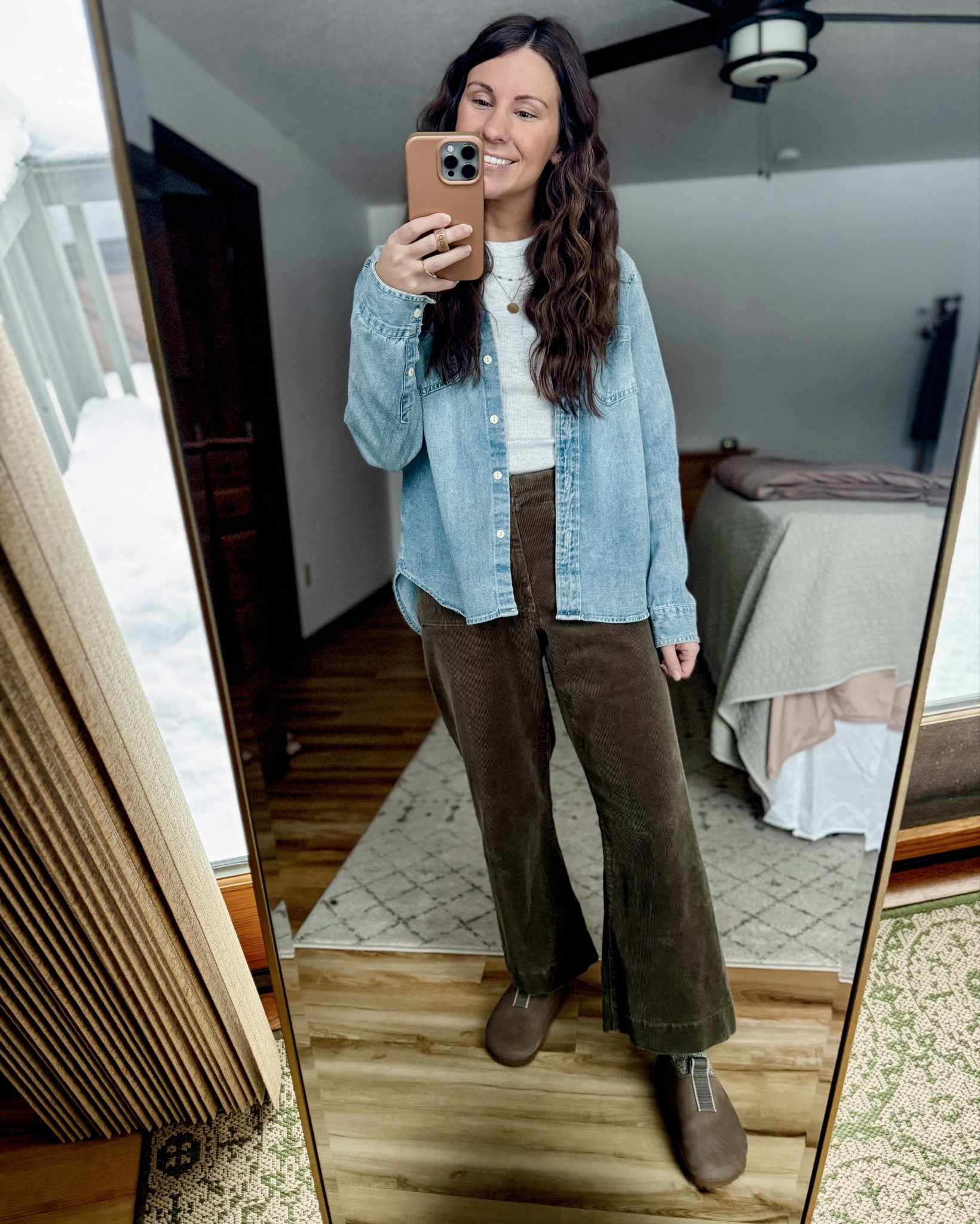 Wearing small in my tee shirt, 0 an 26” inseam in my corduroy pants (also linked the other styles. My color is seaweed). And my denim shirt is older so I linked similar. My clogs are size 6

#LTKPetite #LTKgrwm #LTKootd