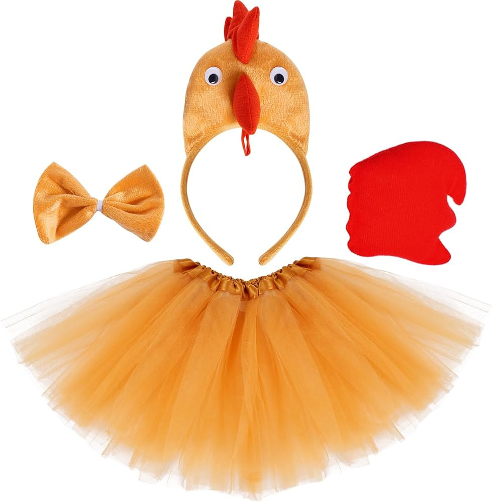 Chicken 3D Animal Costume 3D Chick Headband Bowtie Tail Tutu Set for Halloween Christmas Cosplay ... | Amazon (US)