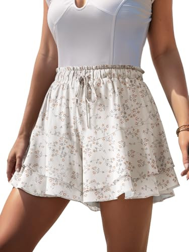 Feiersi Women Flowy Shorts Ruffle Shorts Skirts Boho Summer Running Tennis Casual Mini Skirts But... | Amazon (US)
