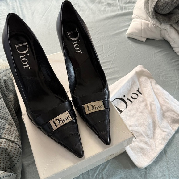 90s Vintage Christian Dior Black Leather Pumps | Poshmark