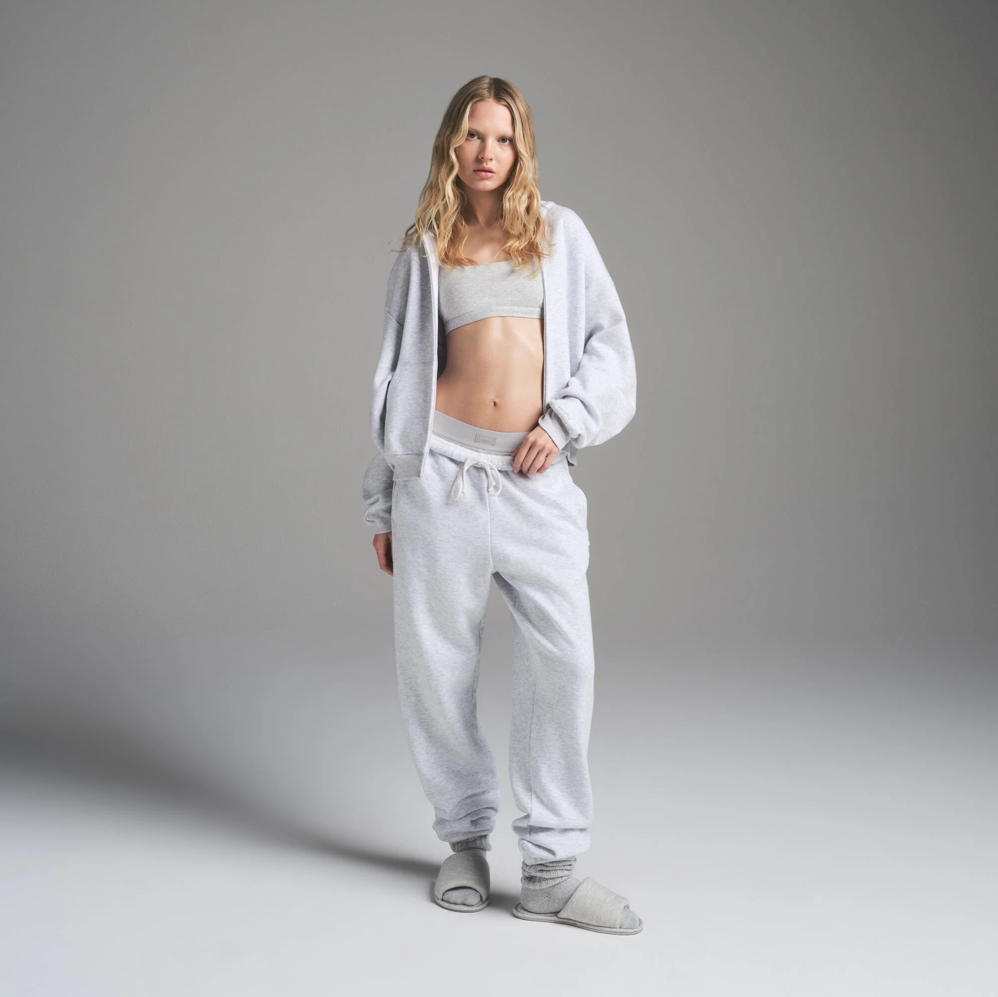 SKIMS Classic Zip Up Hoodie | Grey | XL | Cotton Fleece | SKIMS (US)