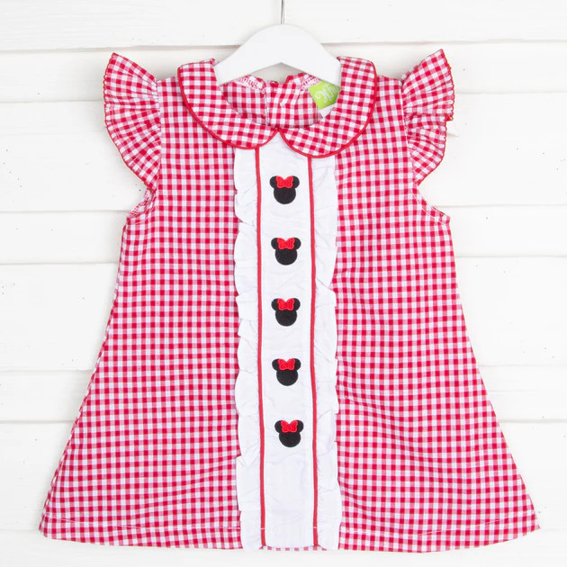 Mouse Ears Center Embroidered Red Dress | Classic Whimsy