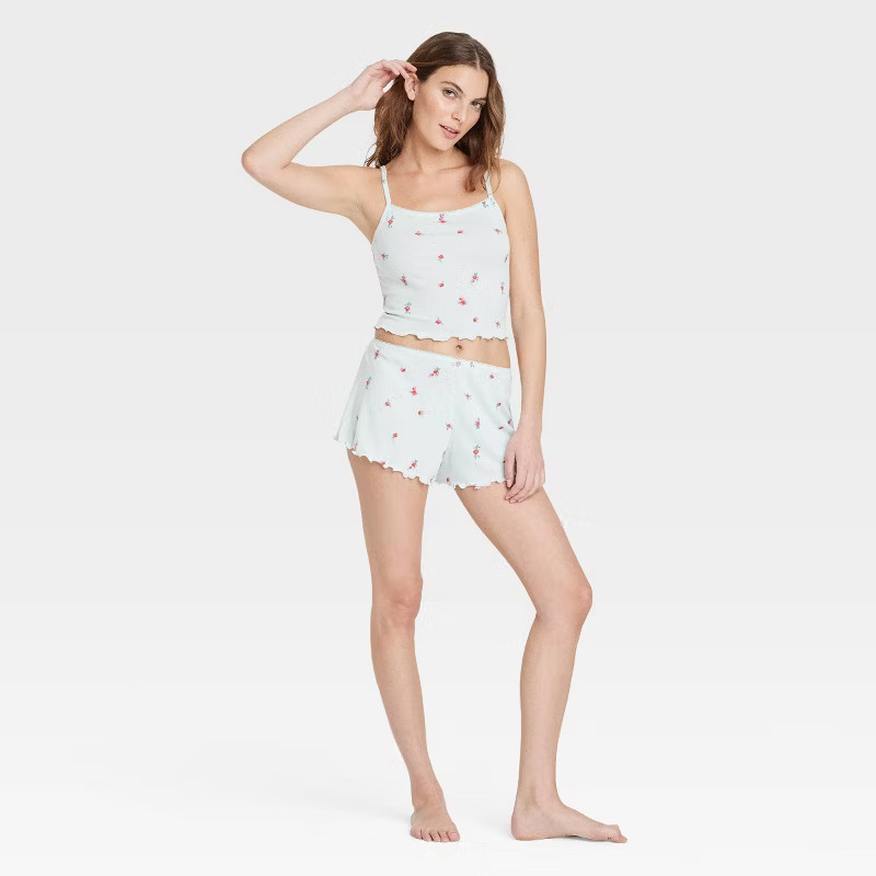 Women's Pointelle Tank Top & Shorts Pajama Set - Colsie™ | Target