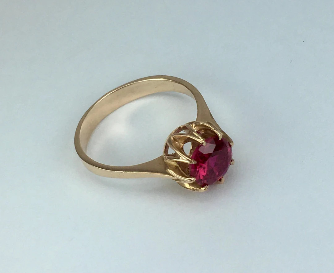 Vintage Original 583 Gold Ring With Ruby 14k Gold Ring Ruby - Etsy | Etsy (US)