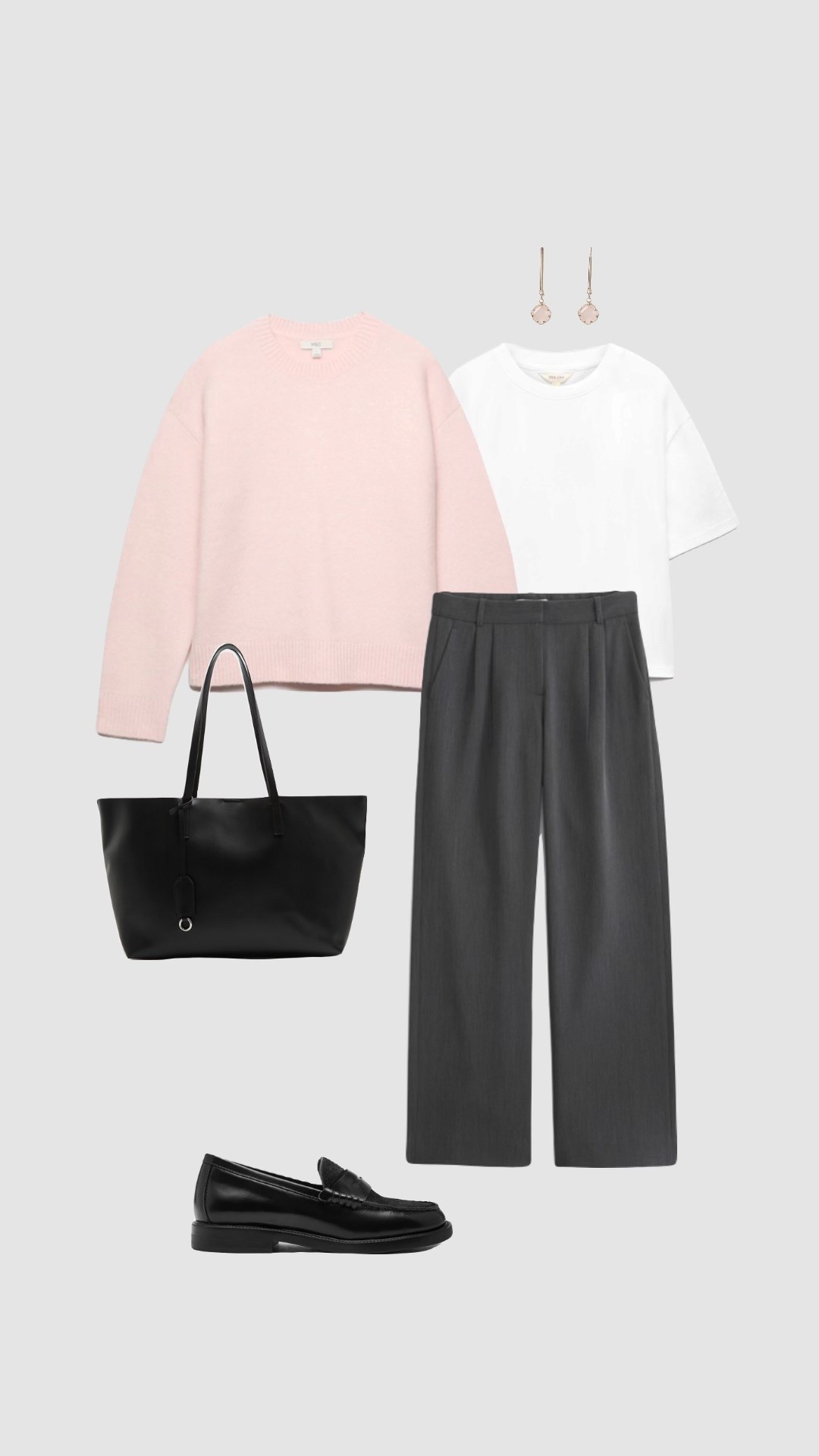 Autumn Transitional Work Outfit 💼

• pale pink crew neck jumper white premium T-shirt grey low waisted trousers black tote bag loafers work office outfits corporate womens uk 2026 outfit officewear smart casual sixth form outfits college outfit university uni outfit business casual teacher outfits •

#LTKuk #LTKautumn #LTKworkwear