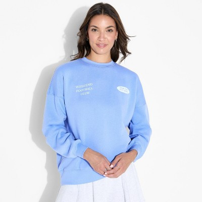 Women's Oversized Pullover Sweatshirt - Wild Fable™ Blue S | Target