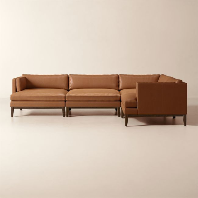 Mona 4-Piece L-Shaped Leather Sectional Sofa | CB2