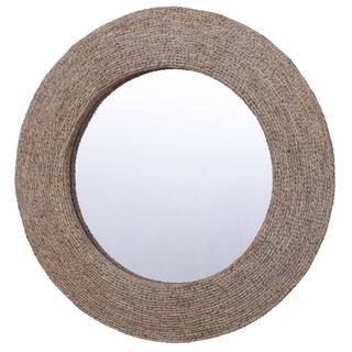Harper Hill Medium Round Whitewash Rope Wall Mirror (33" Diameter) | The Home Depot