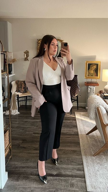 Work OOTD 🤍 this blazer is the perfect oversized fit - paired with my favorite trousers. 

#LTKcurves #LTKunder100 #LTKworkwear