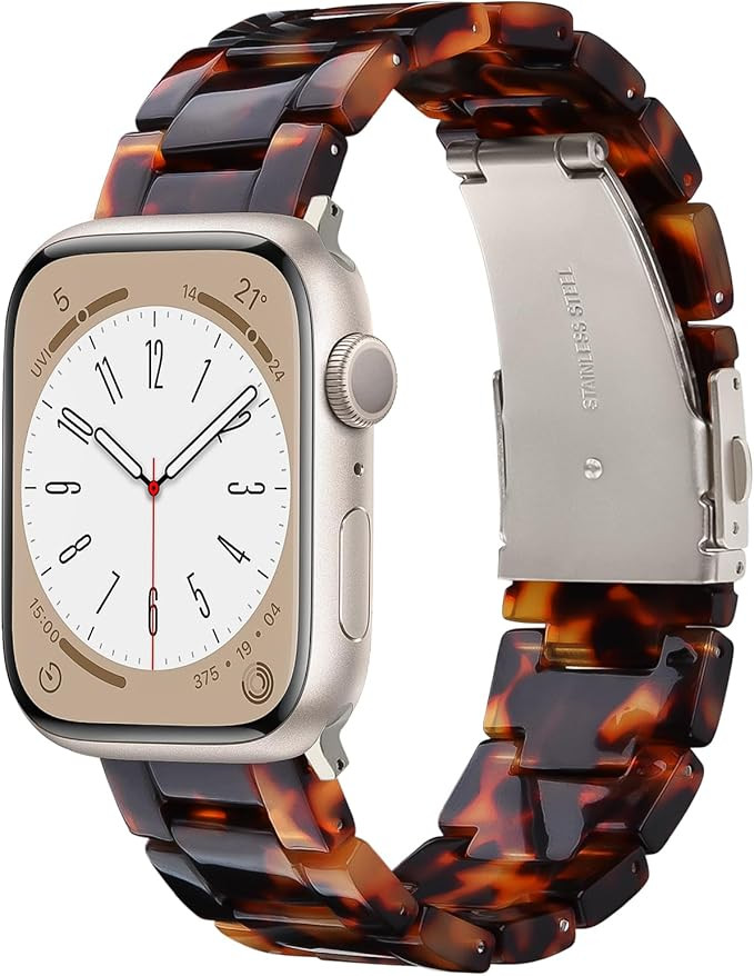 V-MORO Resin Bands Compatible with Apple Watch Series 11/10/9/8/7 Band Lightweight Tortoise Fashi... | Amazon (US)