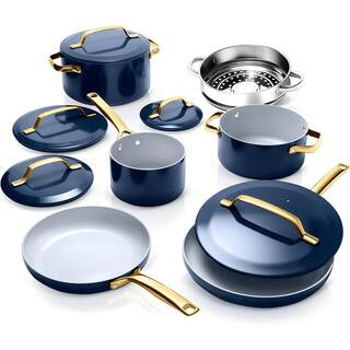 Gotham Steel Modern 11-Piece Aluminum Ultra Performance Ceramic Nonstick Cookware Set in Navy 138... | The Home Depot