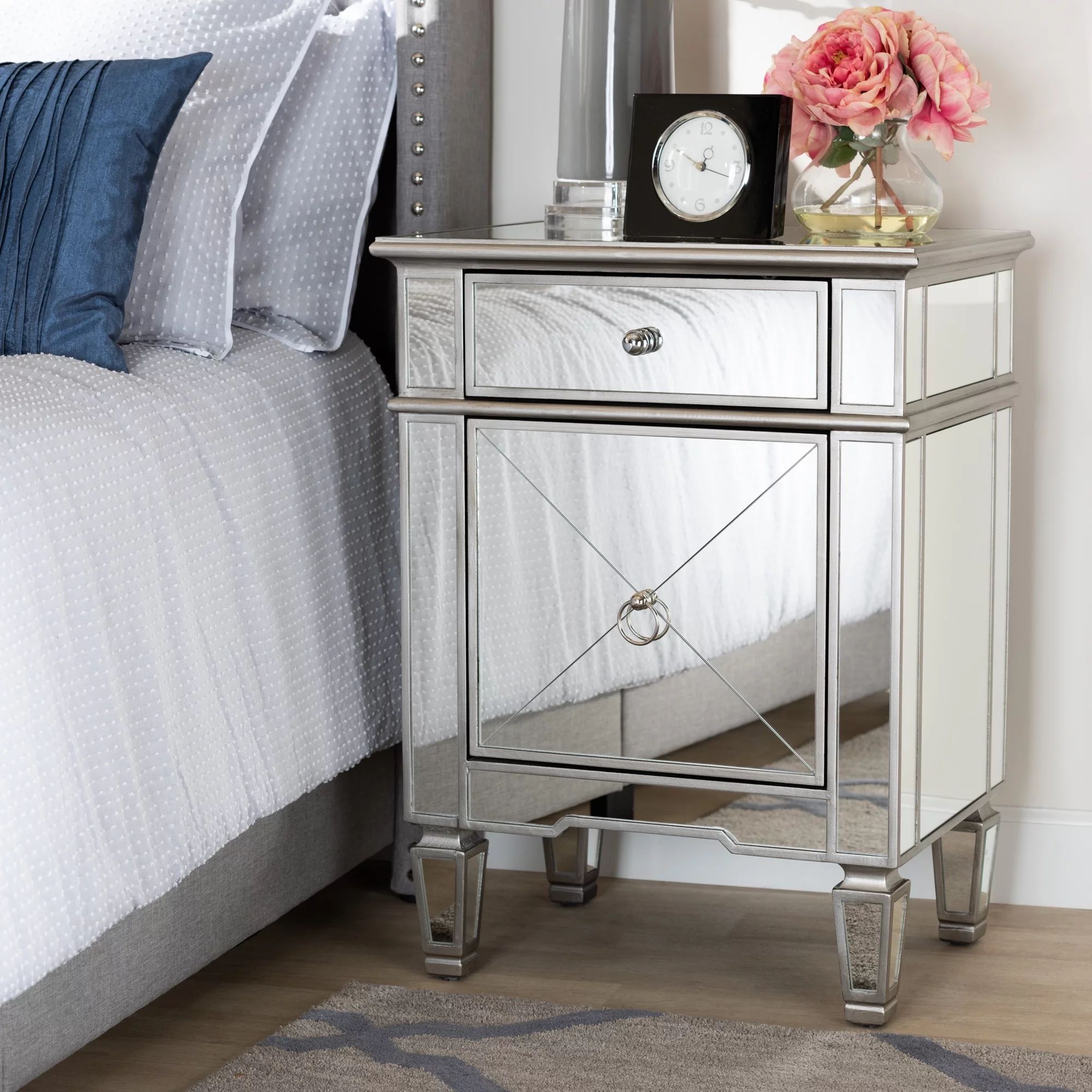 Cadence Hollywood Regency Glamour Style Mirrored Nightstand by Ember Interiors - Walmart.com | Walmart (US)