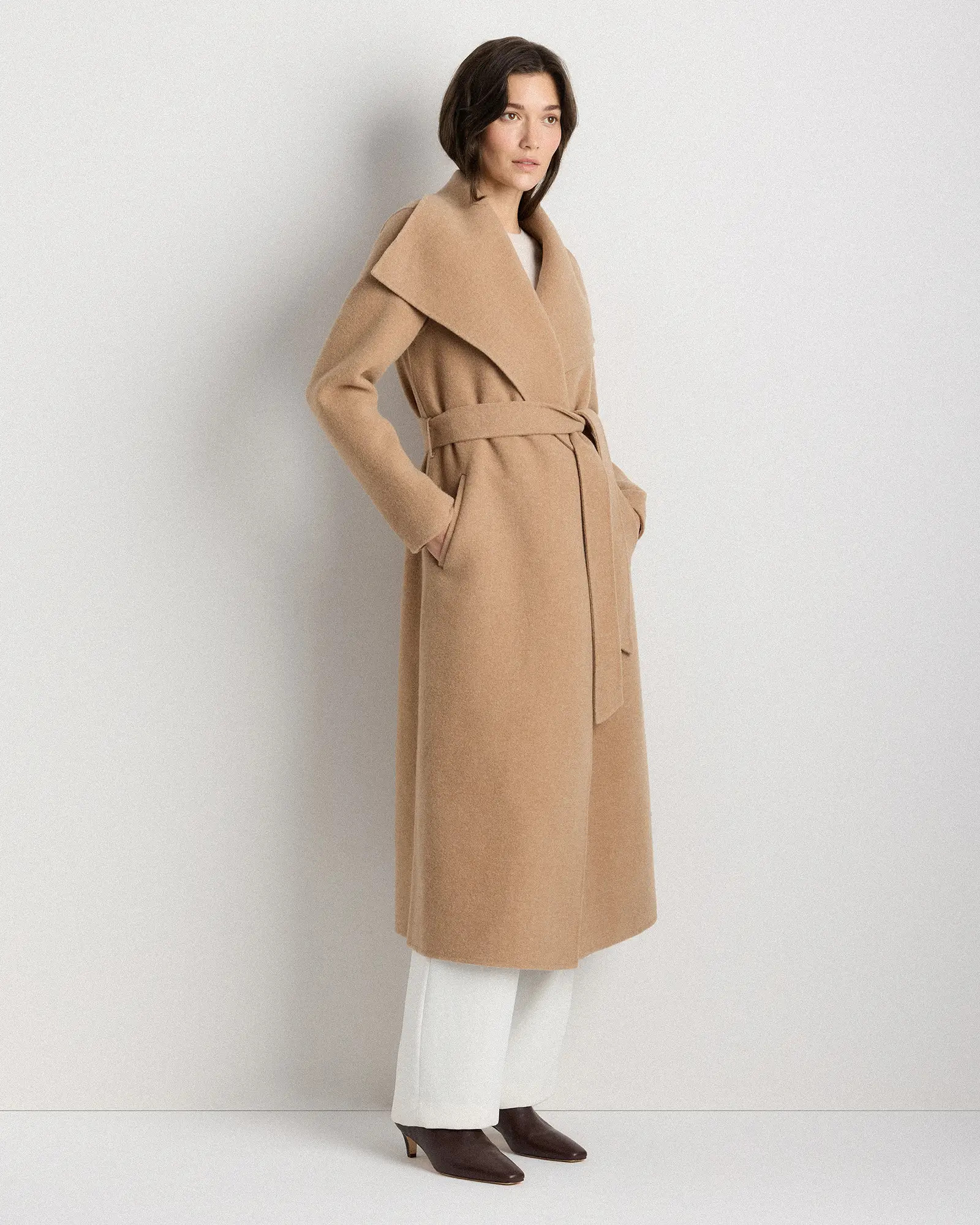 Double-Faced Merino Wool Draped Collar Wrap Coat | Quince