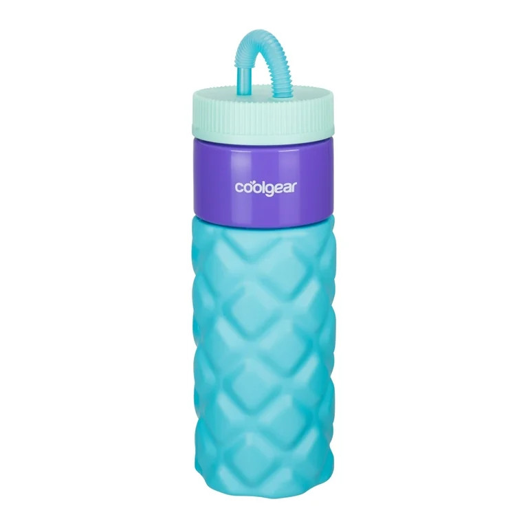 Cool Gear 24oz Plastic Retro Squishy Water Bottle, Quilted Blue with Foam Grip and Resealable Str... | Walmart (US)