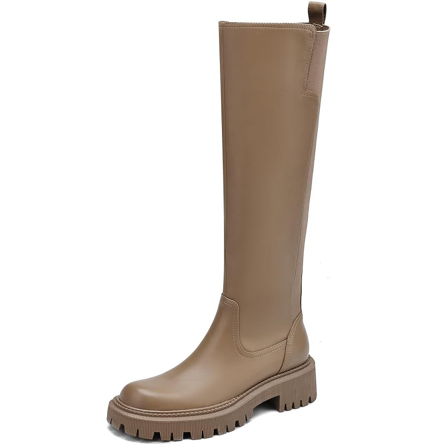 Women's Knee High Boots Fashion Platform Lug Sole Tall Riding Boots Comfortable Stretch Calf Dres... | Amazon (US)