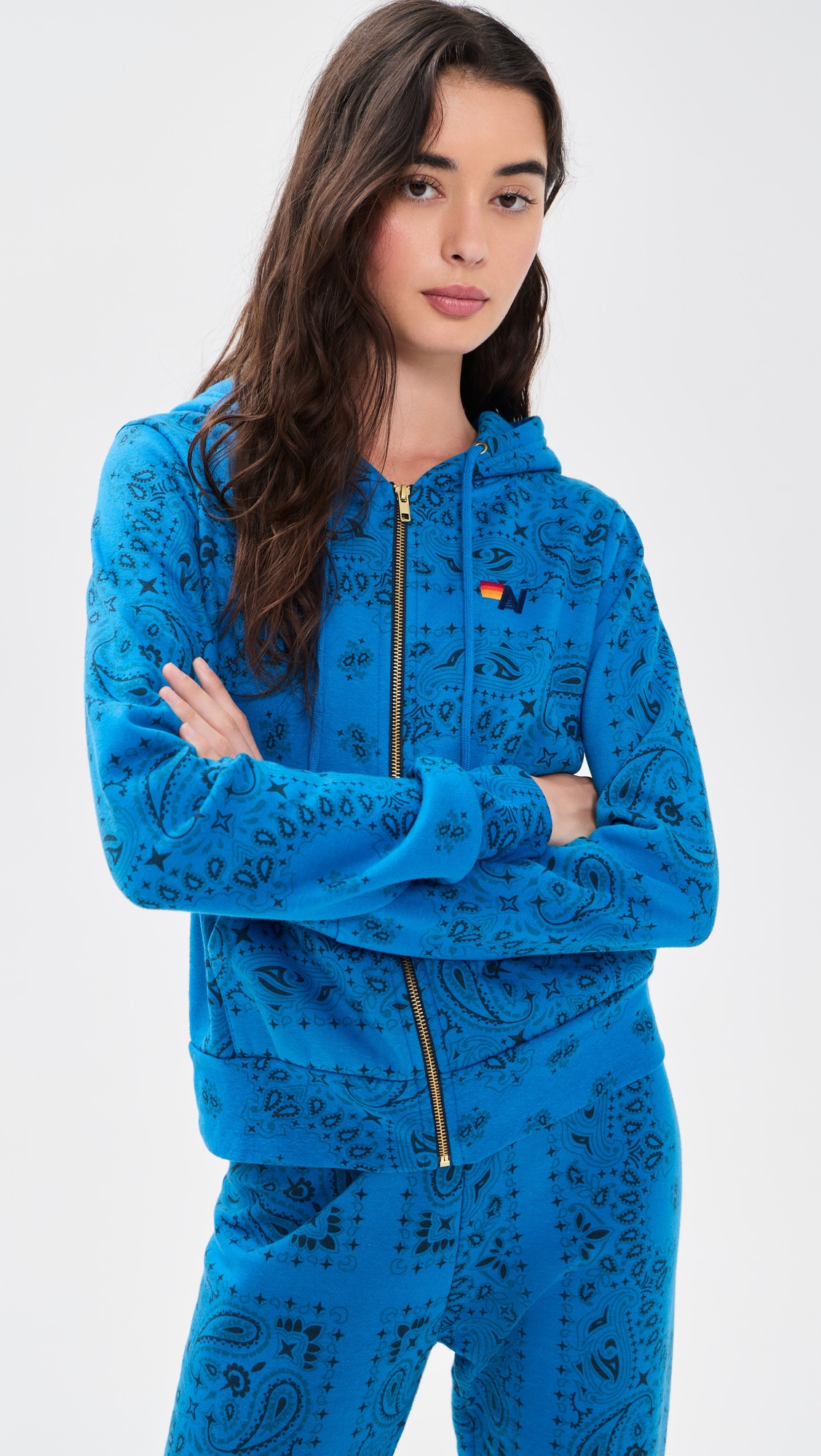 Aviator Nation Bandana Zip Hoodie Adventure Blue XS | Shopbop