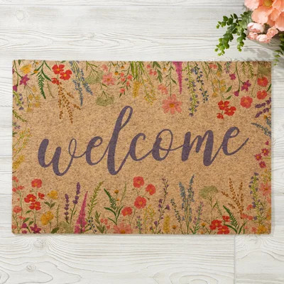 Personalization Mall Welcome Spring Synthetic Coir Doormat, 18x27 | Wayfair North America