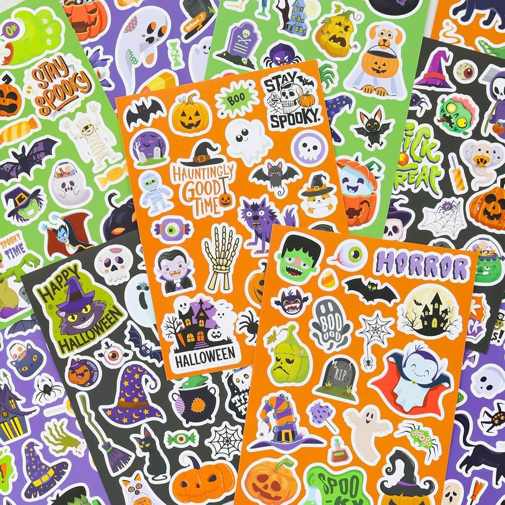 Fun Halloween Stickers for Kids – Large Set of 200 Spooky Stickers for Halloween Party Favors, ... | Amazon (US)