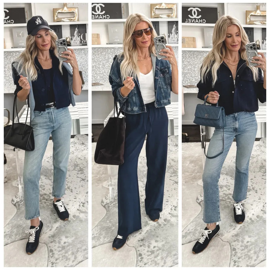 Nordstrom Anniversary Sale navy blue waterproof faux suede sneakers styled 3 ways — these chic sneakers are comfortable, practical, and so easy to wear with jeans, travel outfits, and casual fall looks. I love the navy shade because it feels polished but still effortless for everyday wear. #NSale #LTKShoeCrush
 

  

#LTKOver40 #LTKSeasonal #LTKOver40 #LTKSaleAlert
