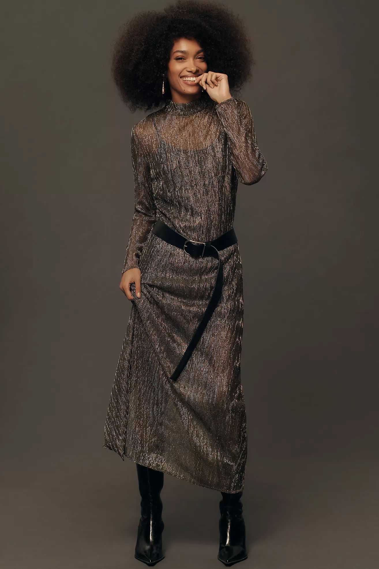 Sunday in Brooklyn Long-Sleeve Knit Shine Maxi Dress | Anthropologie (US)