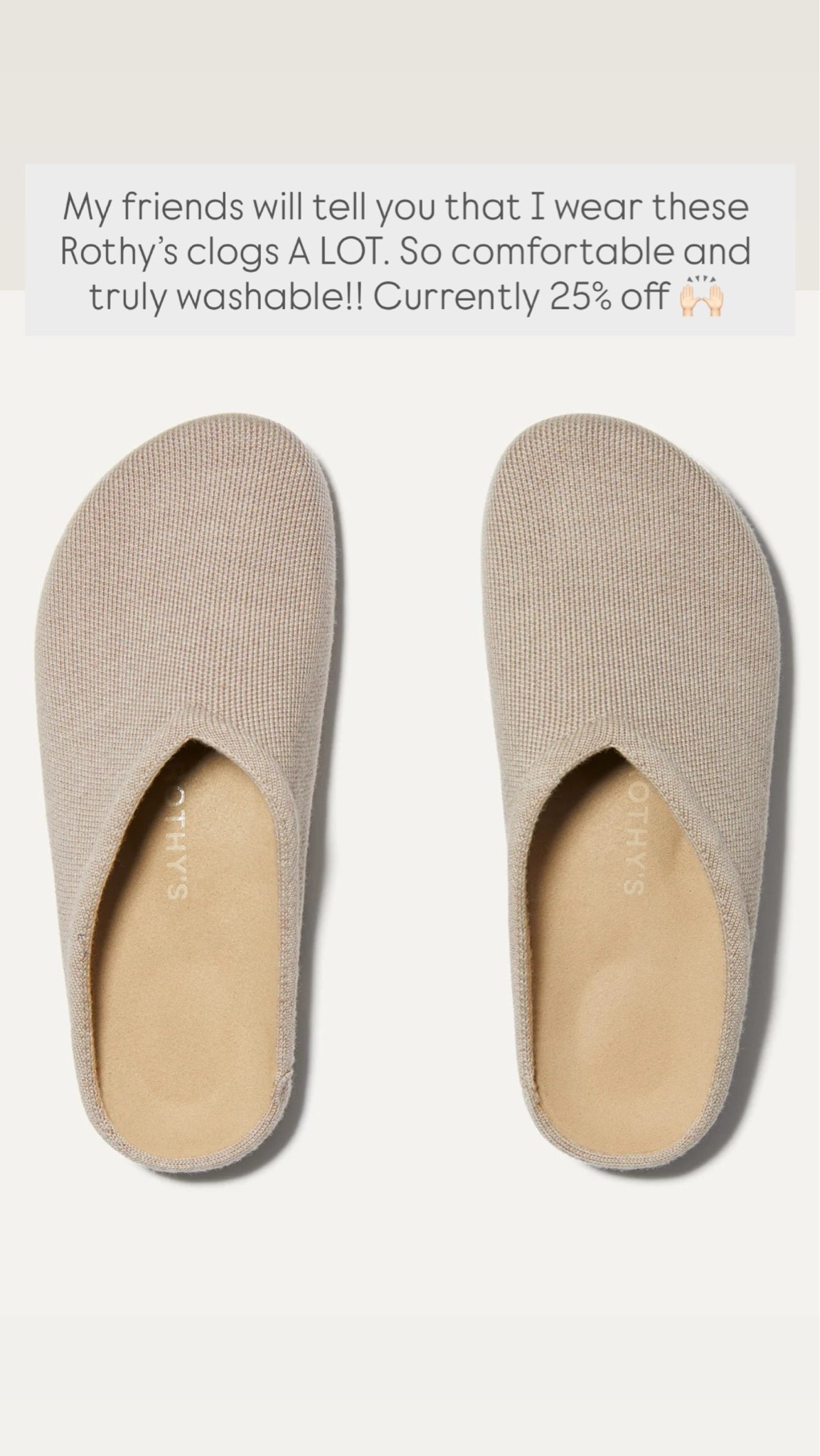 My friends will tell you that I wear these Rothy’s clogs A LOT. So comfortable and truly washable!! Currently 25% off 🙌🏻

#LTKSaleAlert #LTKootd #LTKdayinmylife