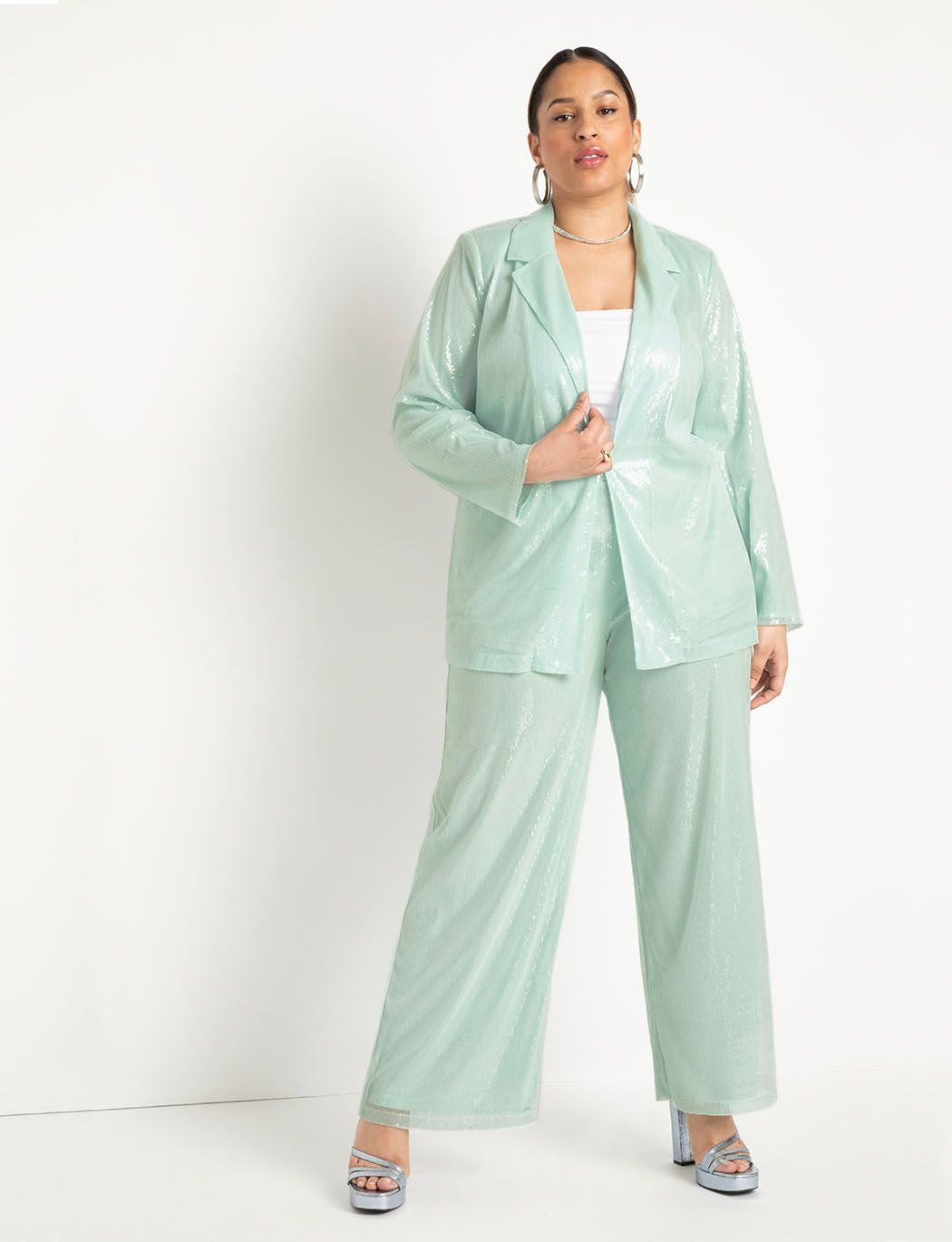 Wide Leg Sequin Pant | Eloquii