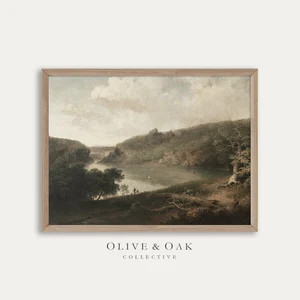 Rustic Landscape Print / Antique Lake Painting / Vintage Decor PRINTABLE / #310 | Etsy (US)