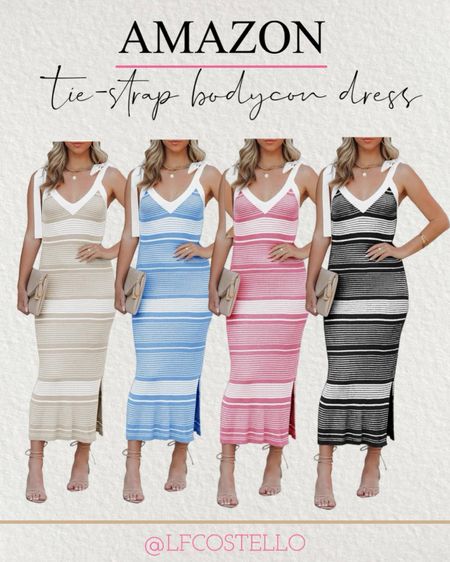 Amazon tie-strap body-con striped dress 

#LTKstyletip #LTKSeasonal #LTKfindsunder50
