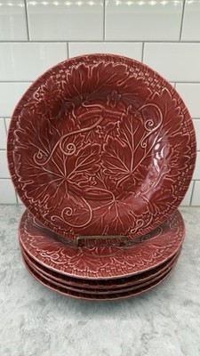 Bordallo Pinhero Large 12" Red/Burgundy Grape Leaf Plates Set of 5 | eBay US