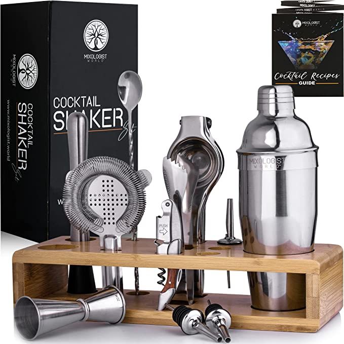 Mixologist World 24 oz Professional Cocktail Shaker Set - Mixology Bartender Kit with Stand - Hom... | Amazon (US)