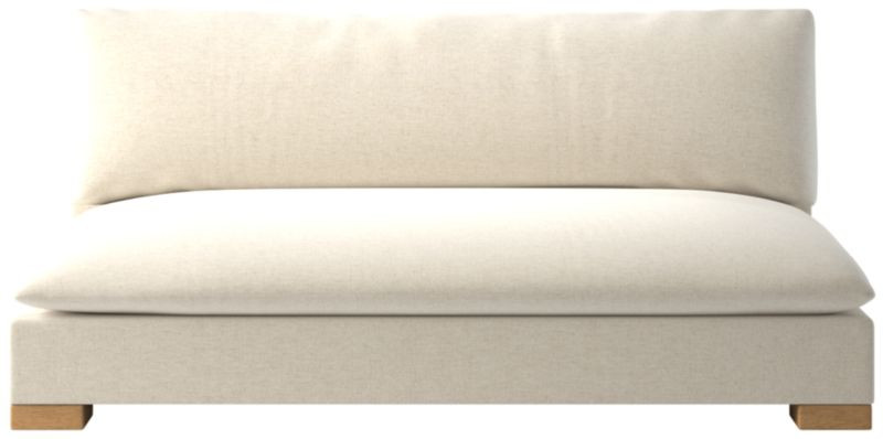 Deseo White Performance Fabric Deep Depth Armless Loveseat | CB2 | CB2