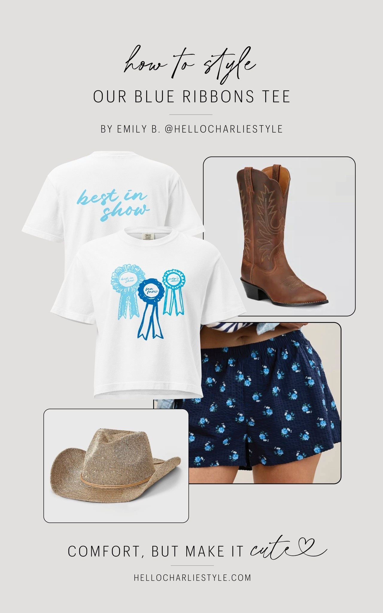 How to style our Blue Ribbons tee - grab floral lightweight boxers, your comfy cowboy boots and this lightweight cowboy hat for the perfect look at the state fair 💙

#LTKootd #LTKgrwm #LTKdayinmylife
