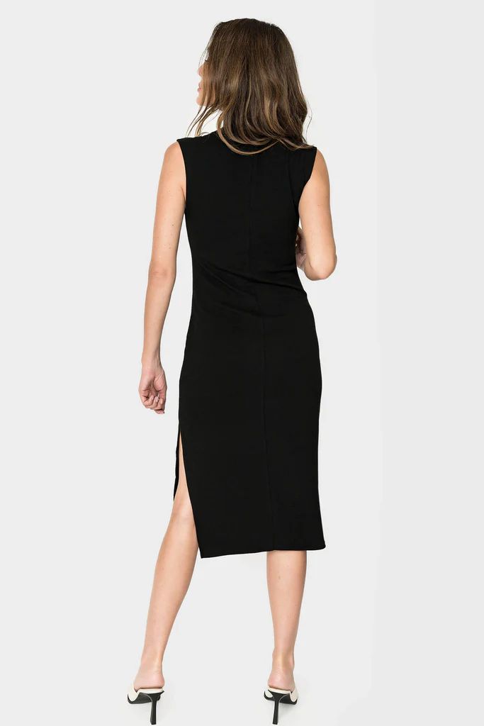 Essential Mock Neck Soft Knit Midi Dress with Side Slit | Gibson